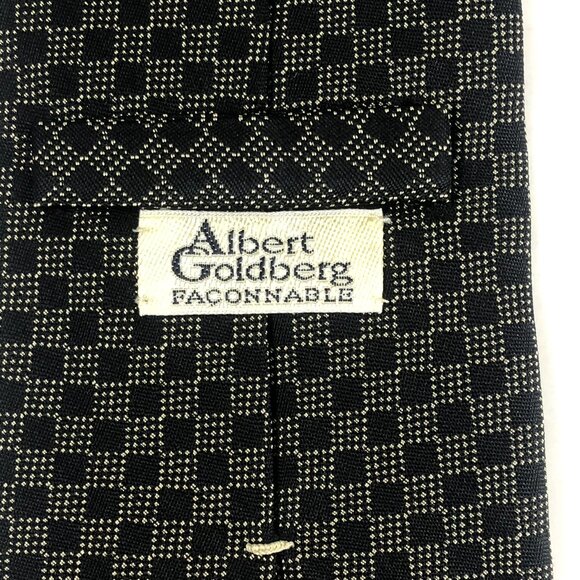 Vintage Albert Goldberg Façonnable Men's Tie, 100% Silk Jacquard, Italy Grid - Picture 4 of 6
